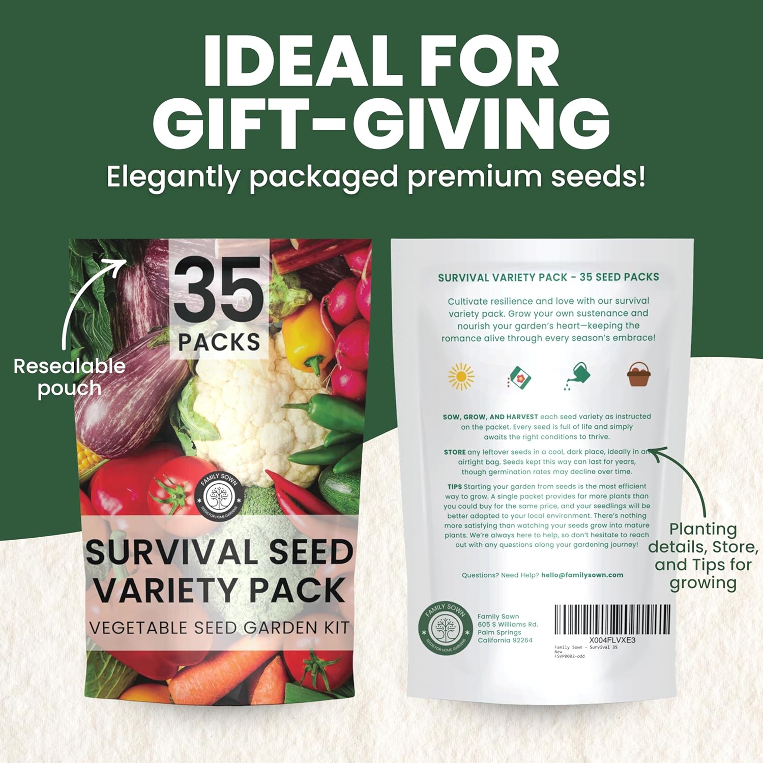 seeds for survival garden 35 Vegetable Seed Packets