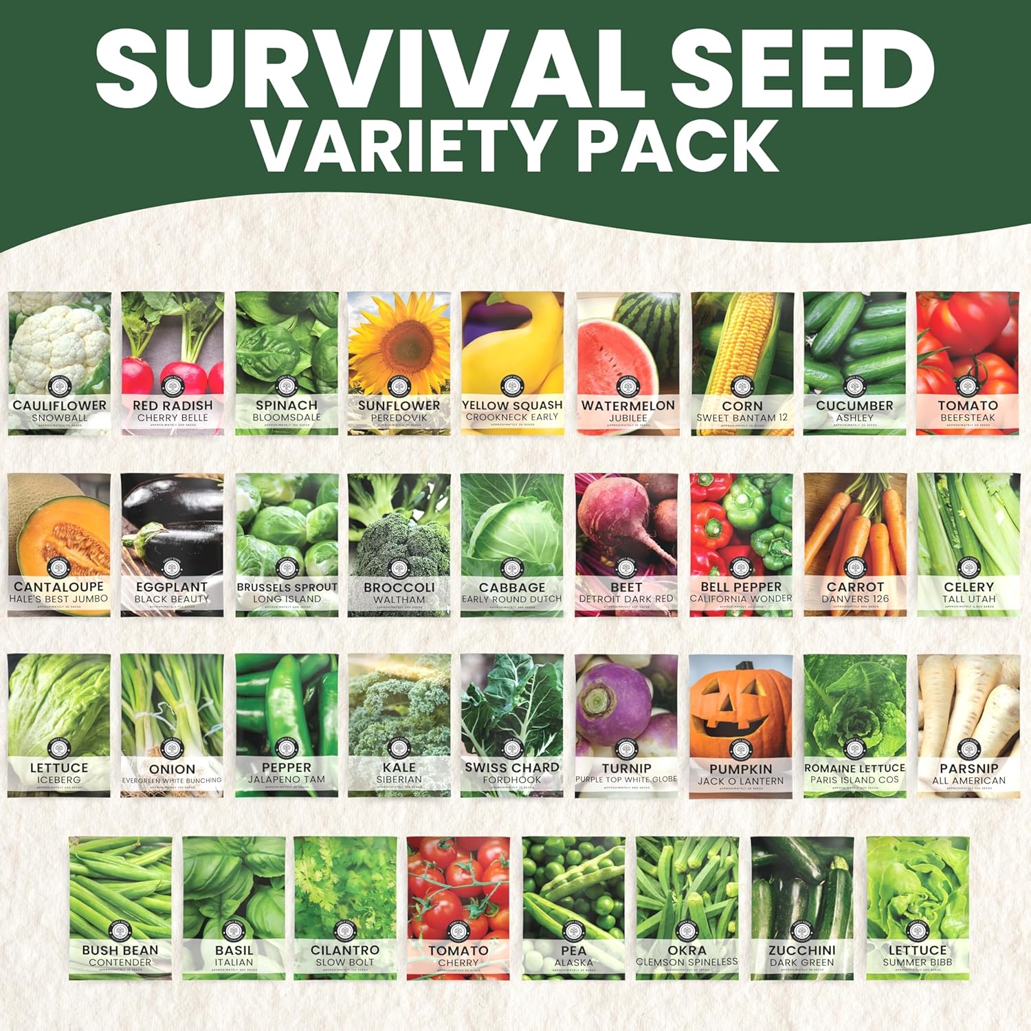 best seeds for survival garden 35 Vegetable Seed Packets