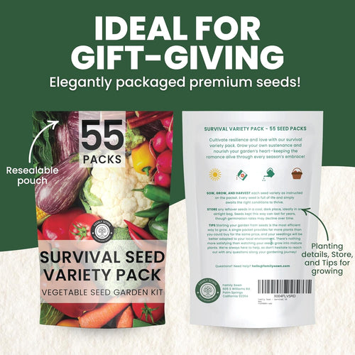 55 Vegetable Seed Packets | Survival Variety Pack