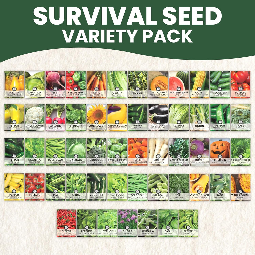 55 Vegetable Seed Packets | Survival Variety Pack