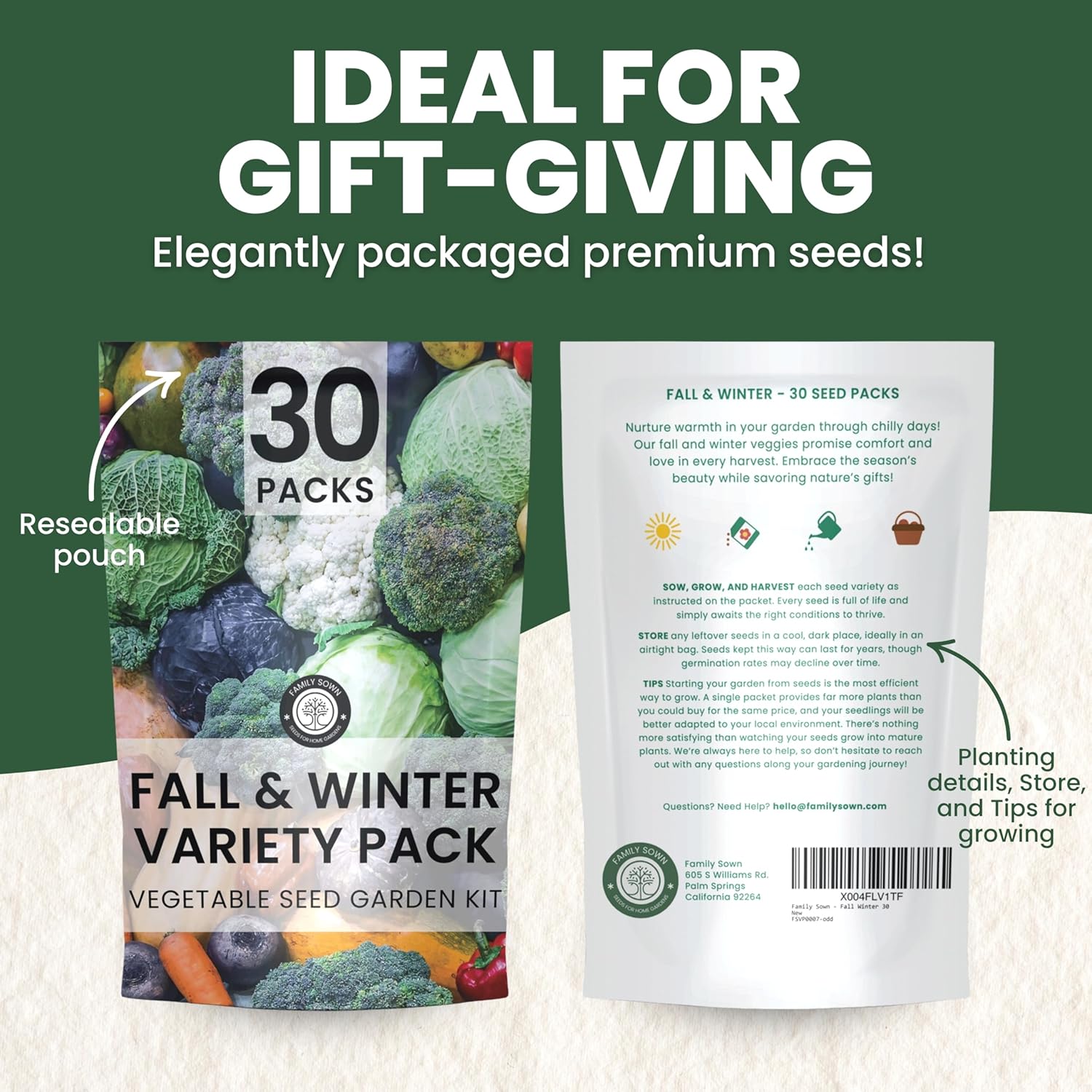 Fall & Winter Seed Variety Pack | 30 Invidiual Packs