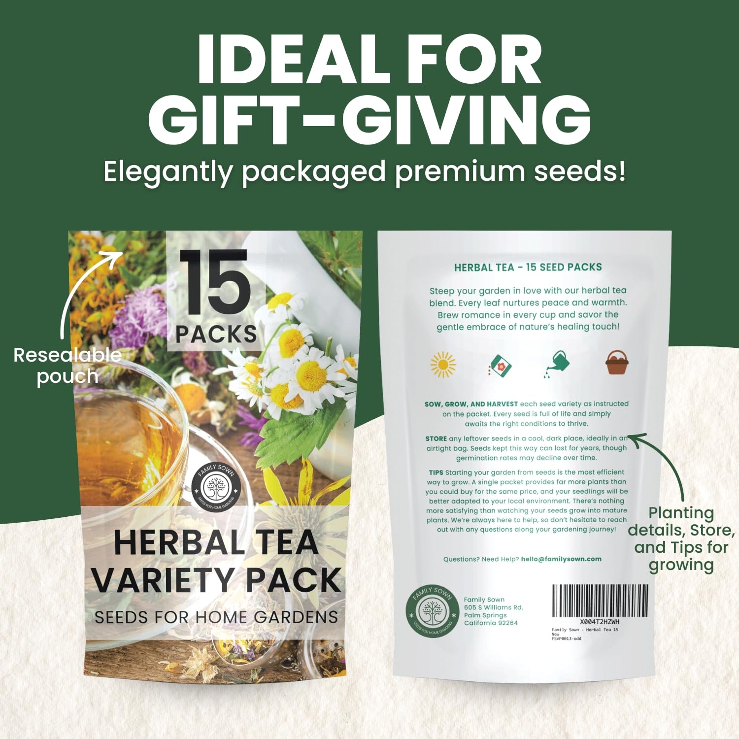 Herbal Tea Garden Seeds | 15 Individual Packs