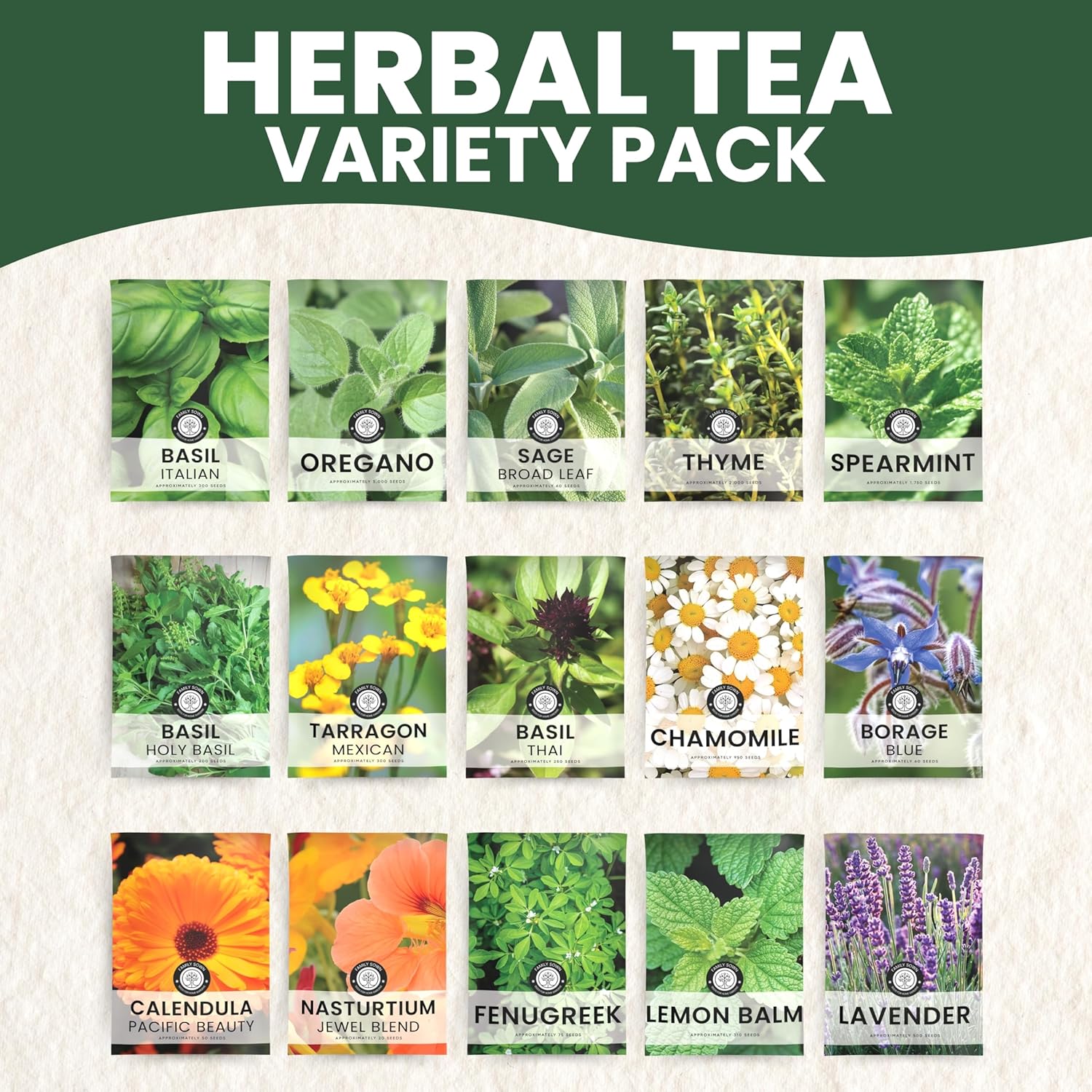 Herbal Tea Garden Seeds | 15 Individual Packs