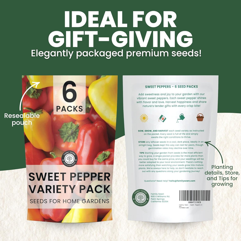 Sweet Pepper Seeds | 6 Individual Packs