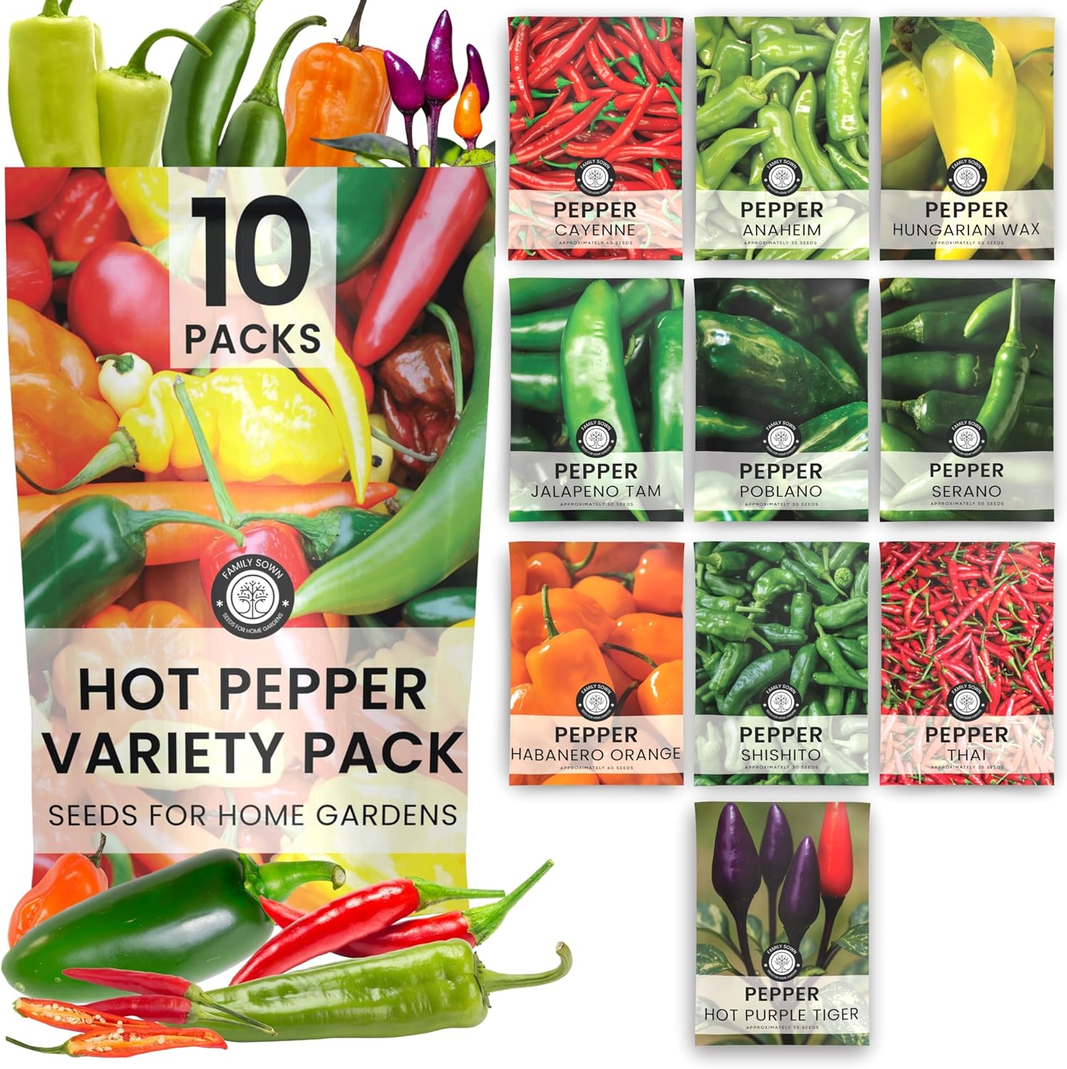 Hot Pepper Seeds | 10 Individual Packs