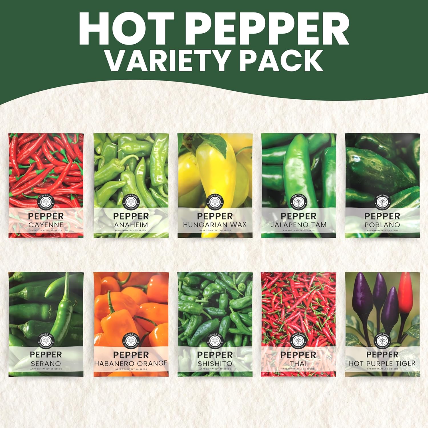 Hot Pepper Seeds | 10 Individual Packs