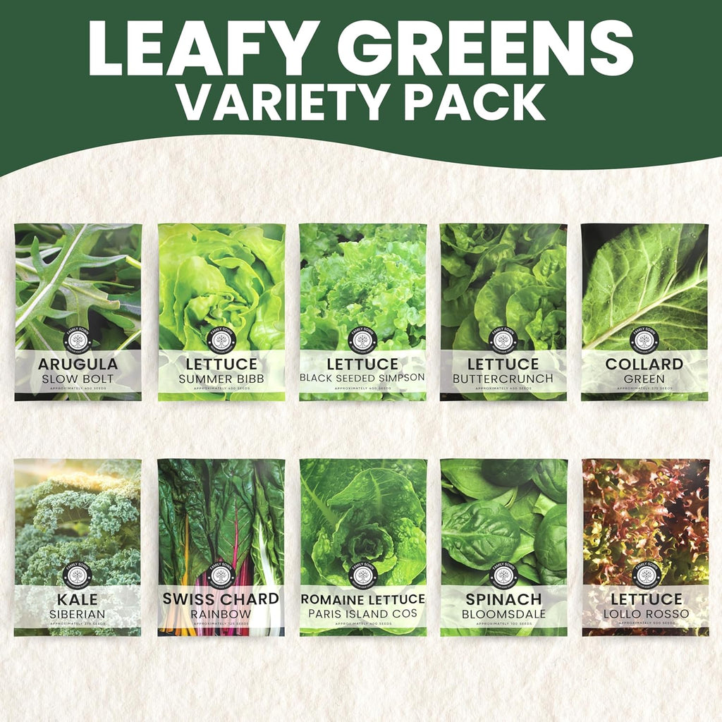 Leafy Greens Seeds | 10 Individual Packs